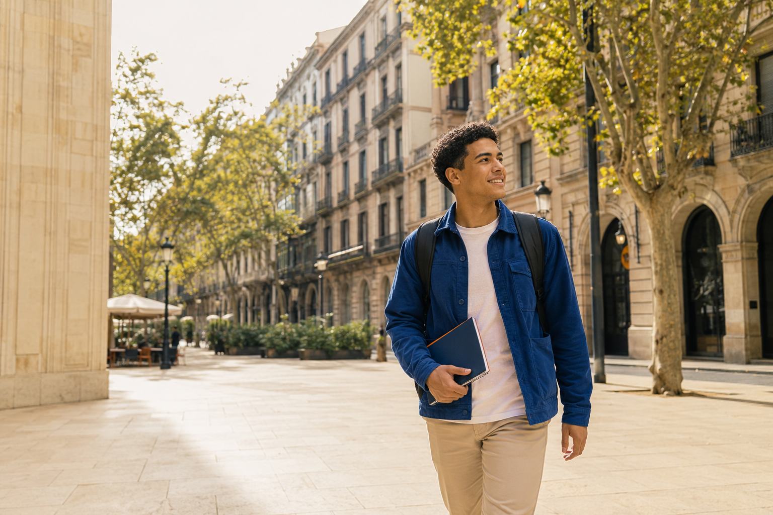 Estudante internacional em uma cidade espanhola